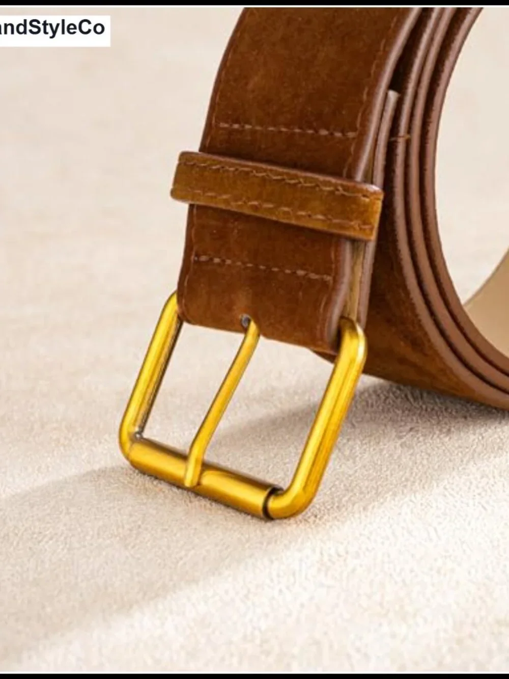 PU Western Belt Wide Chunky Suede Gold Buckle